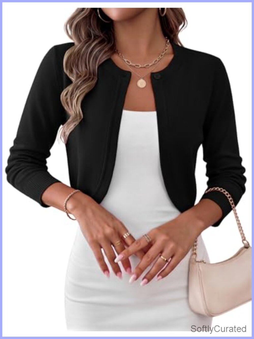 Cropped Open Front Cardigan Shrug Long Sleeve 100% Viscose Knit